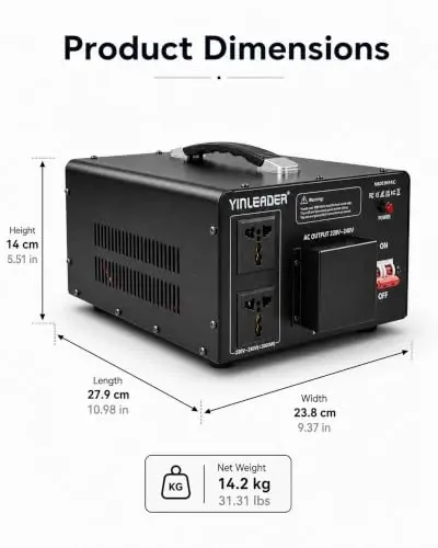 8000W PRO Step Up Transformer 110V/120V to 220V/240V Voltage Converter | Hardwired Connection Only, High-Capacity Power Converter with Built-in Circuit Breaker for 220V Appliances - 5