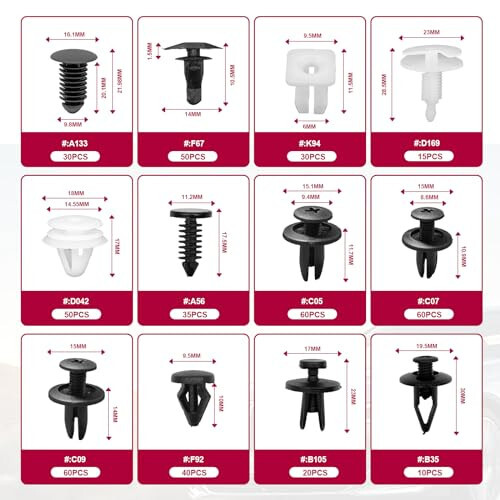 801 PCS Car Retainer Clips Fasteners 24 Most Popular Sizes Door Trim Panel Clips Kit Assortment Fasteners Automotive Push pins Assortment for Toyota GM Ford Honda Chevy Acura Chrysler Mazda - 5