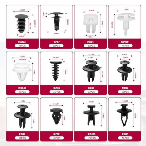 801 PCS Car Retainer Clips Fasteners 24 Most Popular Sizes Door Trim Panel Clips Kit Assortment Fasteners Automotive Push pins Assortment for Toyota GM Ford Honda Chevy Acura Chrysler Mazda - 5