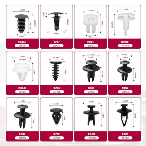 801 dona Avtomobil ushlab turuvchi kliplar Mahkamlagichlar 24 ta eng mashhur o'lcham Eshik bezini bezash paneli kliplari to'plami Mahkamlagichlar to'plami Avtomobil itarish qozig'i Toyota GM Ford Honda Chevy Acura Chrysler Mazda uchun to'plam - 5