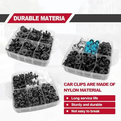 801 PCS Car Retainer Clips Fasteners 24 Most Popular Sizes Door Trim Panel Clips Kit Assortment Fasteners Automotive Push pins Assortment for Toyota GM Ford Honda Chevy Acura Chrysler Mazda - 2