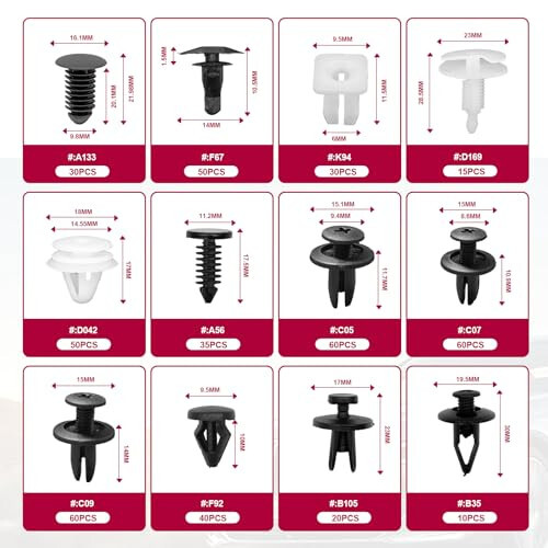 801 шт. Автомобильные фиксаторы-клипсы 24 самых популярных размеров Комплект клипс для отделки дверей Ассортимент крепежных элементов Автомобильные штыри Ассортимент для Toyota GM Ford Honda Chevy Acura Chrysler Mazda - 2
