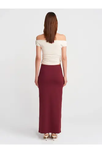 80354 Poliamid Qalam Yubka-Bordo-Bordo - DILVIN (1)
