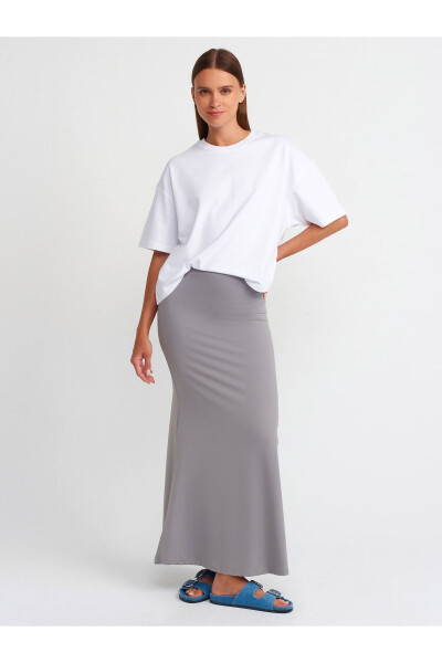 80362 High Waist Maxi Skirt - Grey - 9