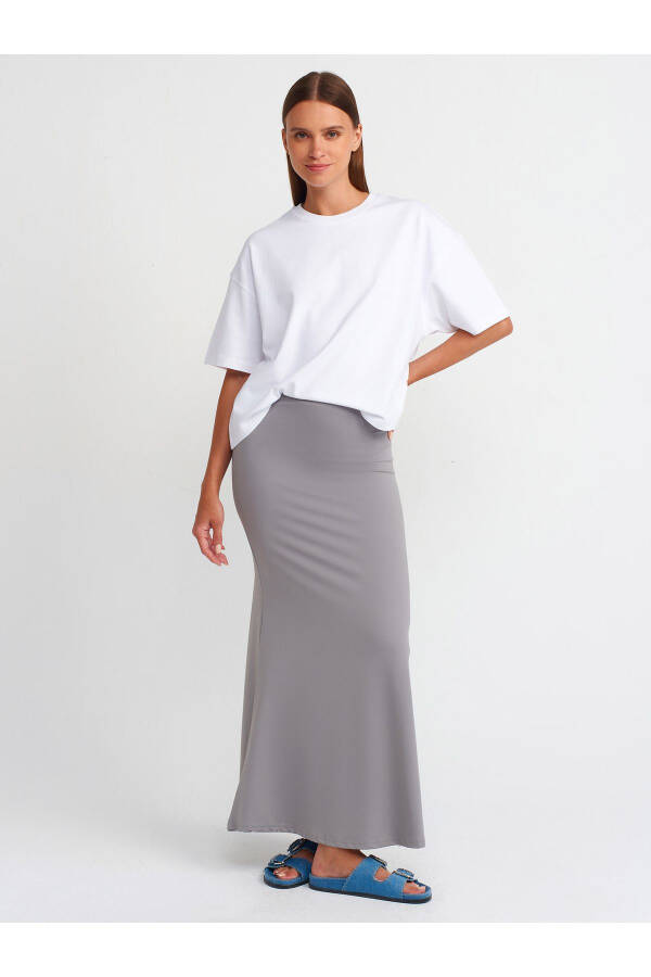 80362 High Waist Maxi Skirt - Grey - 1