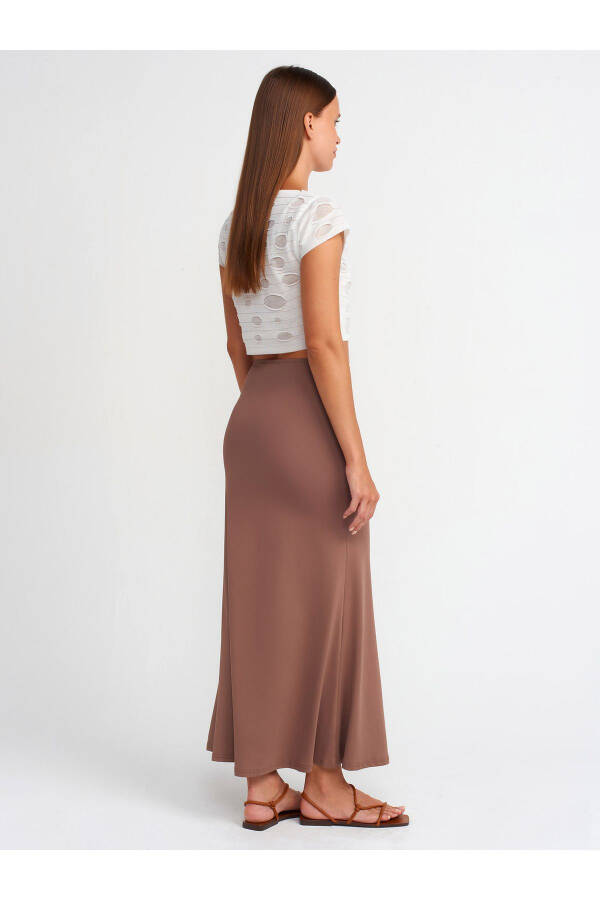 80362 Yuqori Belli Maxi Yubka - S.qahva - 10