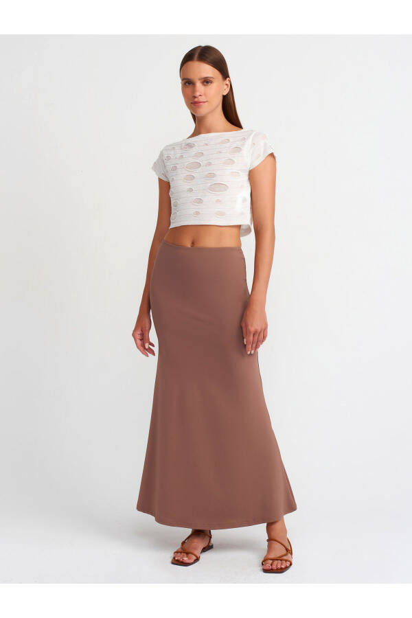 80362 Yuqori Belli Maxi Yubka - S.qahva - 5