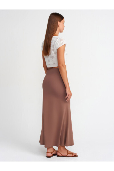 80362 Yuqori Belli Maxi Yubka - S.qahva - 6