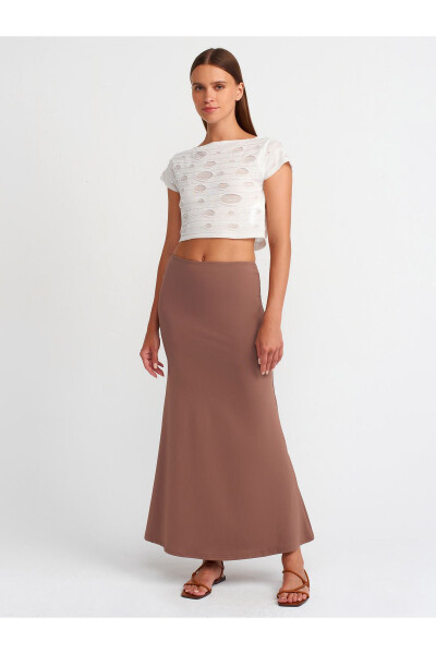 80362 Yuqori Belli Maxi Yubka - S.qahva 