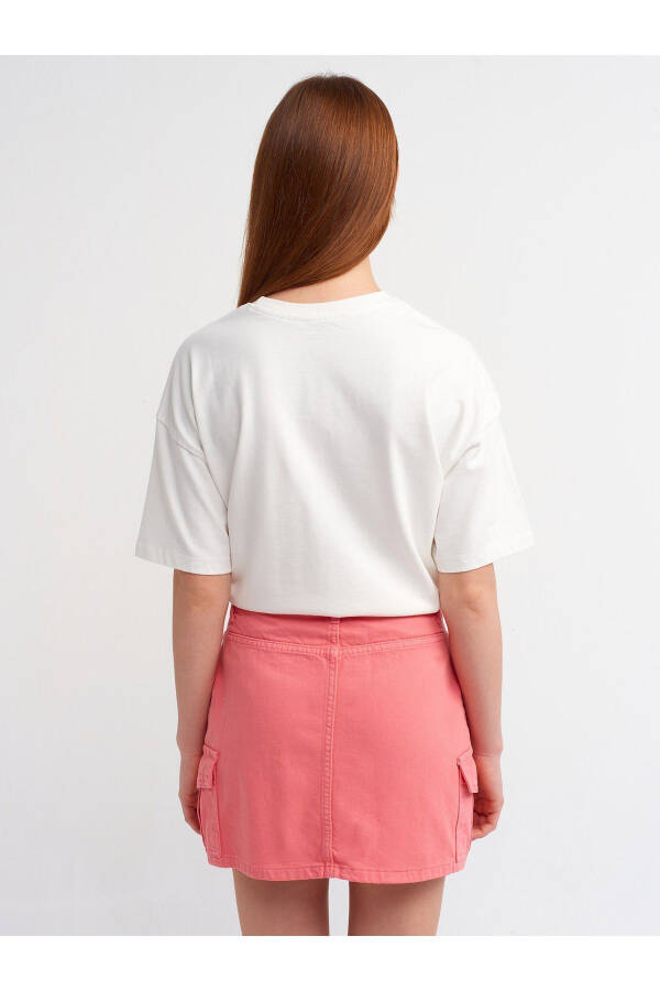80546 Cotton Denim Cargo Skirt - Pink - 2