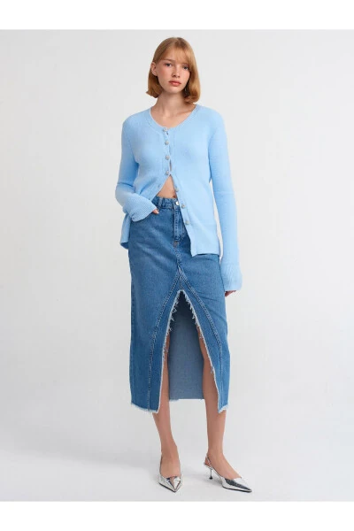 80560 Fringe Long Skirt - Blue - 5