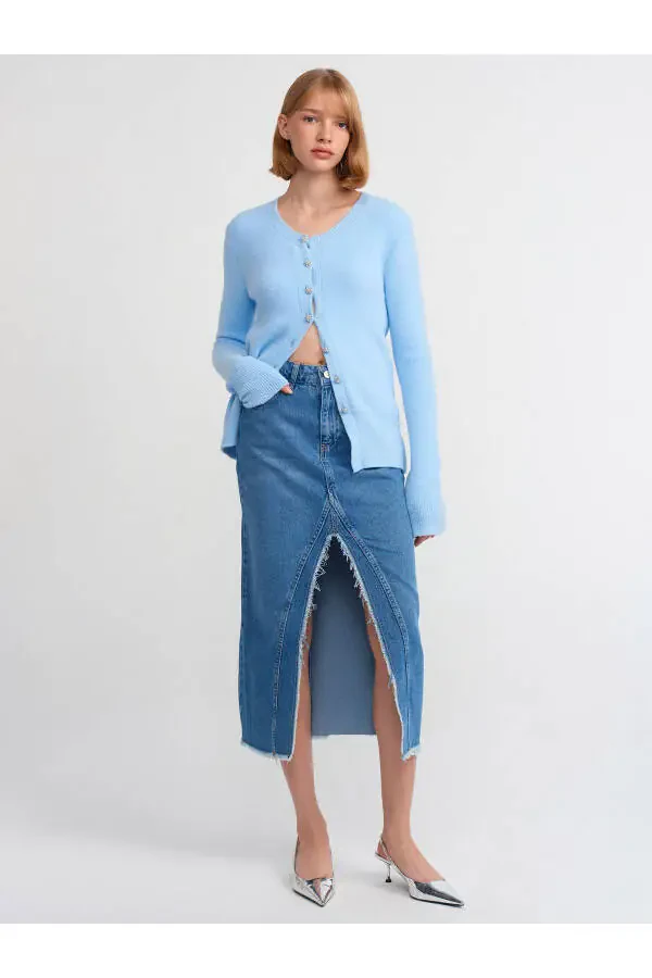 80560 Fringe Long Skirt - Blue - 5