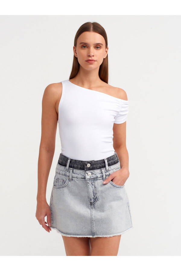 80565 Two-Tone Mini Denim Skirt-Gray - 18