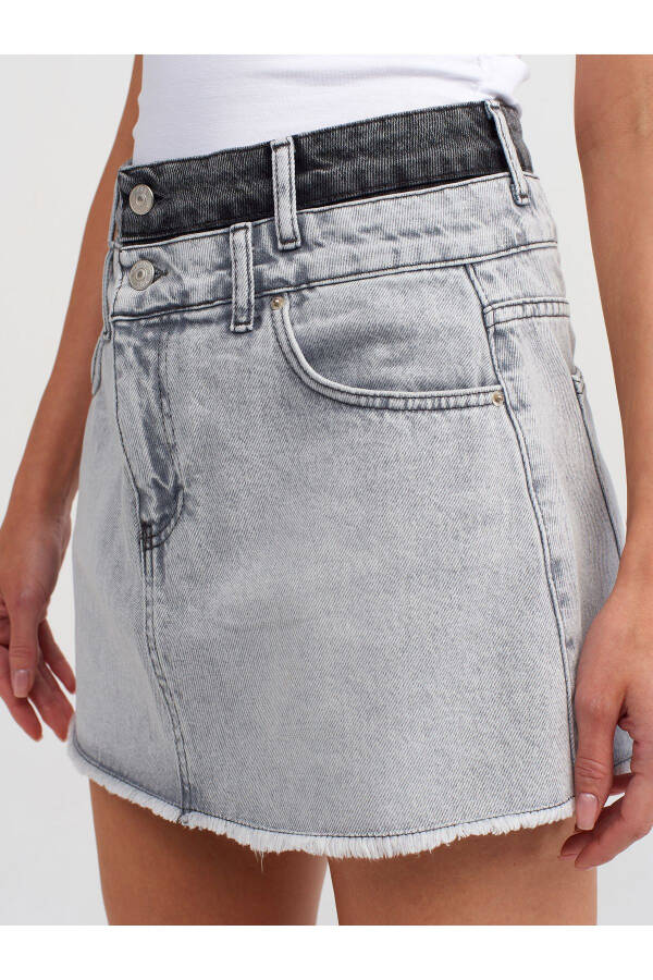 80565 Two-Tone Mini Denim Skirt-Gray - 19
