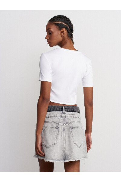 80565 Two-Tone Mini Denim Skirt-Gray - 7