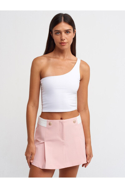 80787 Pleated Ruffled Belt Skirt-Powder - DILVIN