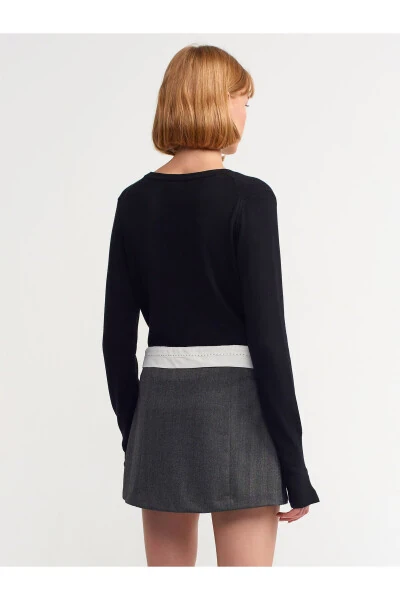 80792 Pleated Curved Belt Skirt - Anthracite - 10