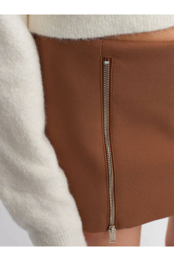 80810 Zippered Shorts Skirt-Camel - 12