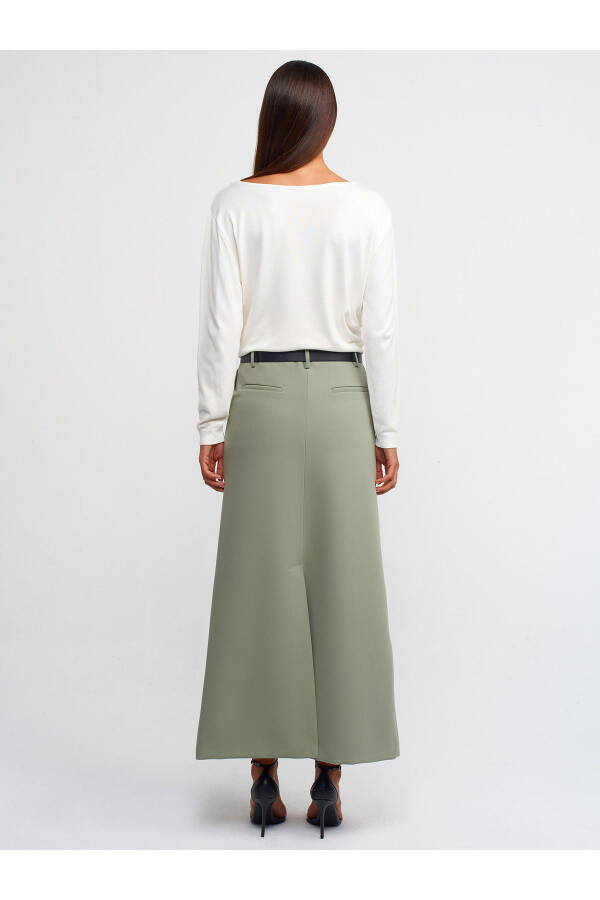 80825 Belted Midi Skirt - Green - 10