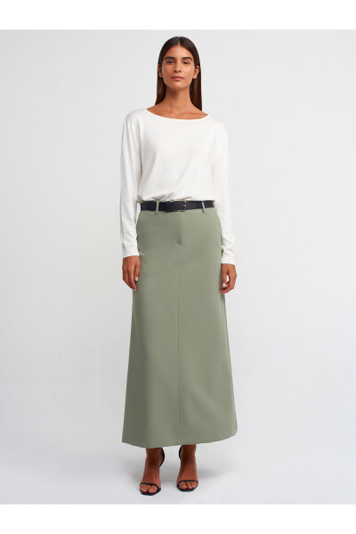 80825 Belted Midi Skirt - Green - 1