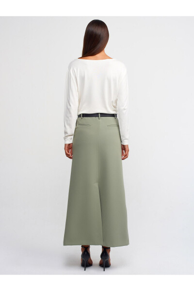 80825 Belted Midi Skirt - Green - 2