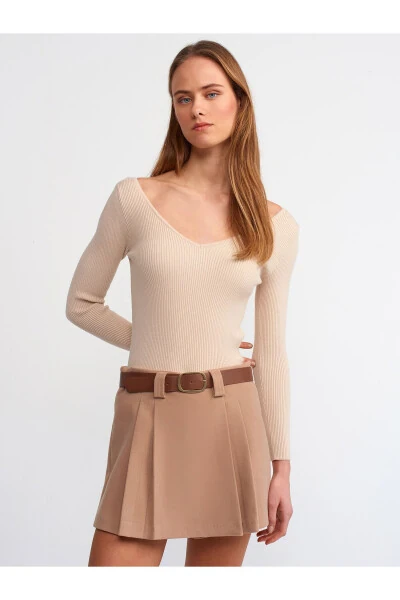 80830 Kamarli Ikki Qavatli Mini Shorti Yubka - Jiyda - 10