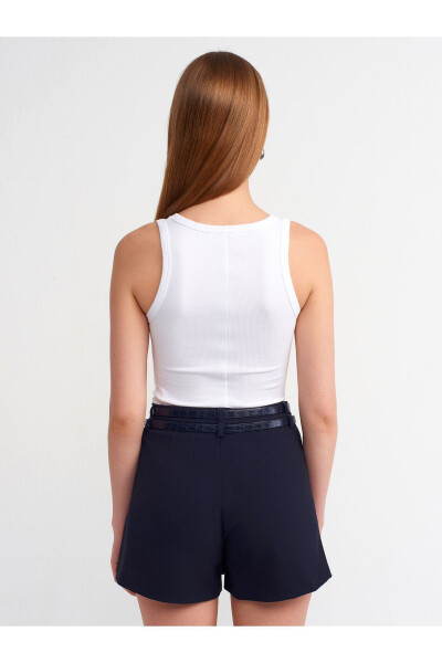 80834 Double Belt Shorts Skirt-Navy - 2