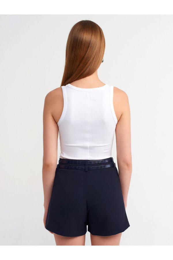 80834 Double Belt Shorts Skirt-Navy - 2