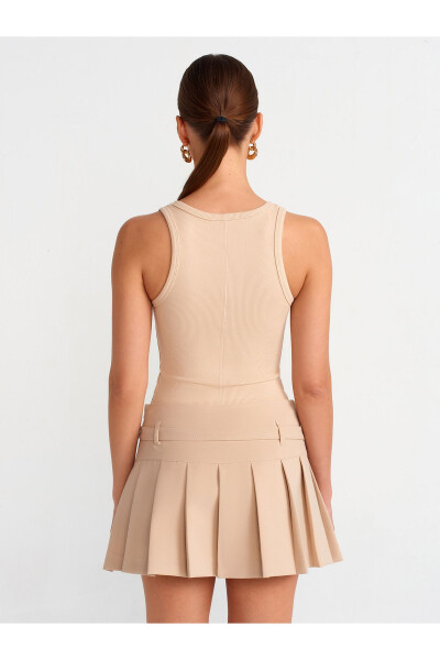 80836 Pleated Shorts Skirt - Beige - 10