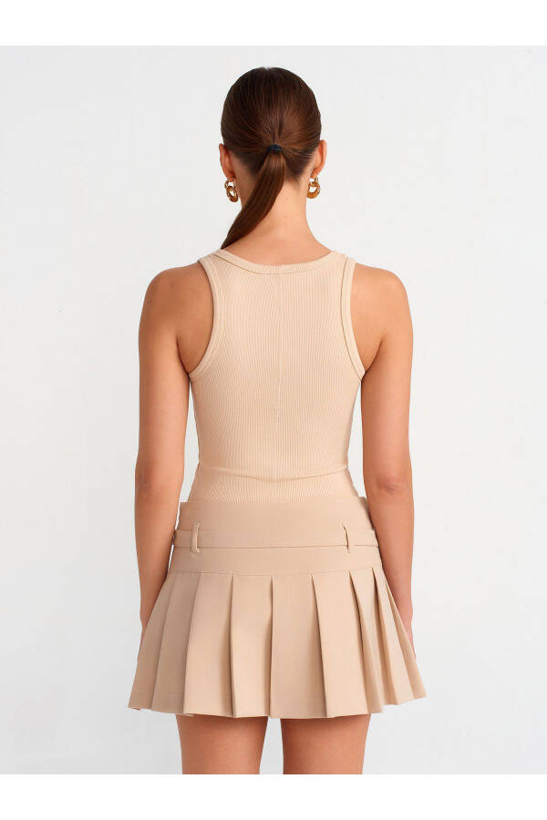 80836 Pleated Shorts Skirt - Beige - 10