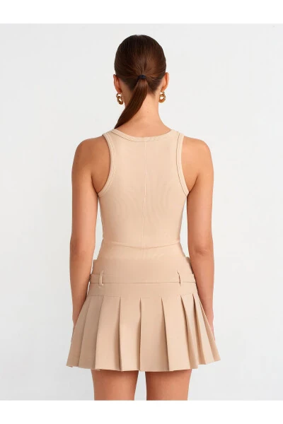 80836 Pleated Shorts Skirt - Beige - DILVIN (1)