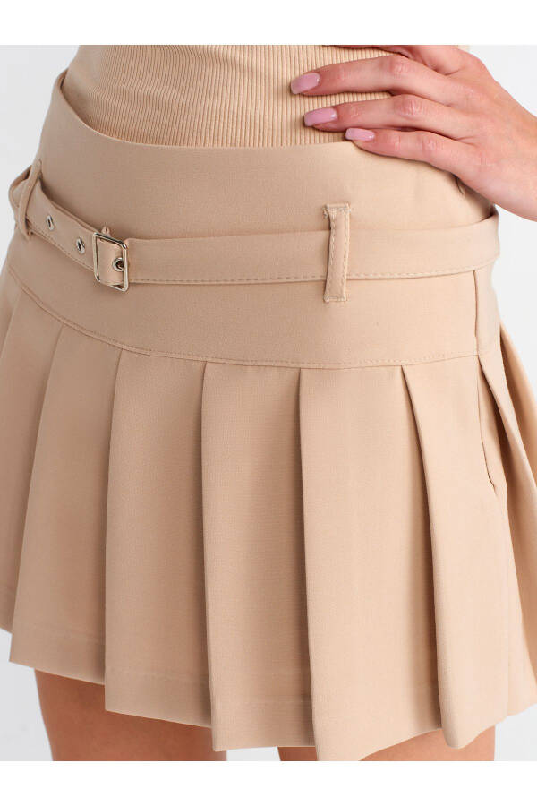 80836 Pleated Shorts Skirt - Beige - 3