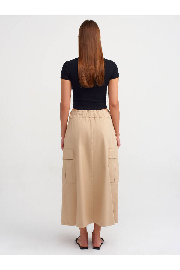 80837 Wide Elastic Waistband Skirt - Camel - 10