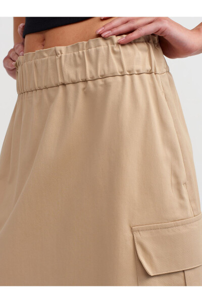 80837 Wide Elastic Waistband Skirt - Camel - 12