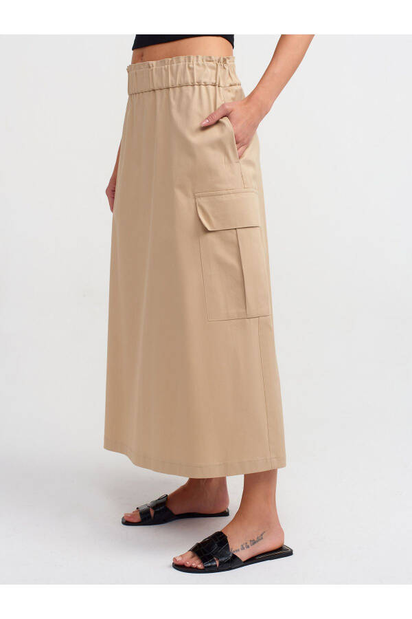 80837 Wide Elastic Waistband Skirt - Camel - 7
