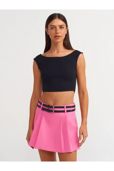 80840 Юбка-шорты с двойным поясом-фуксия - 10