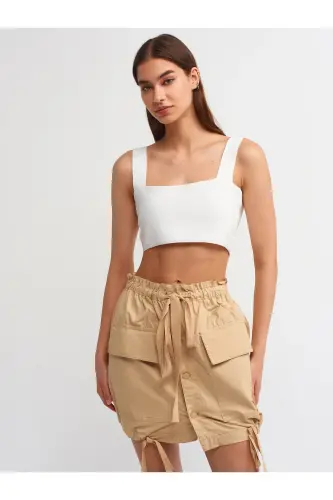 80851 Cargo Pocket Skirt-Beige-Beige - 1