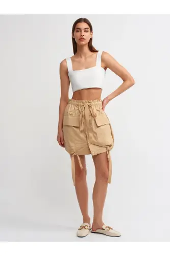 80851 Cargo Pocket Skirt-Beige-Beige - 3