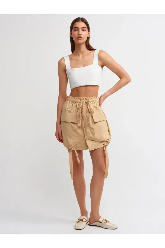 80851 Cargo Pocket Skirt-Beige-Beige - 3