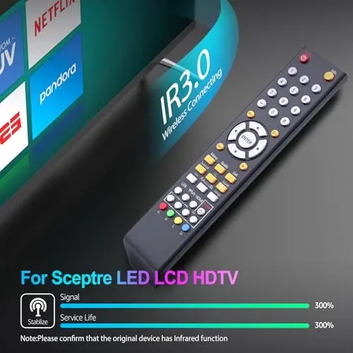 Universal Remote Control Replacment for All Sceptre TV LED LCD HDTV (8142026670003C) - 3