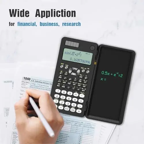 82MS Scientific Calculator 240 Functions 2-Line Display for Middle Students | ROATEE Scientific Calculator with Notepad, Middle and High Students Back to School Supplie, Foldable Solar & Battery Power - 6
