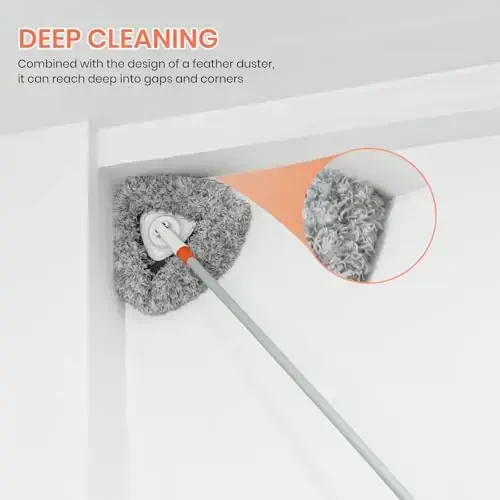 Wall Cleaner Mop with 83.5” Long Handle,Baseboard Cleaner Mop 360°Rotatable Adjustable,Ceiling Duster Tool with 3 Replacement Pads for Walls, Window, Floor - 3