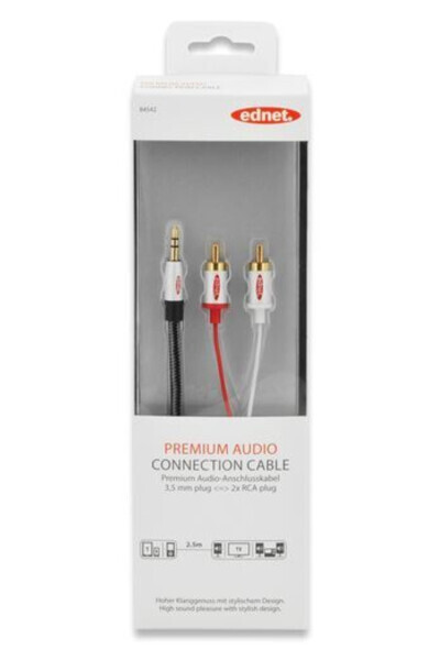 84542 2.5 Meter Audio Adapter Cable 3.5mm Jack - 2 X RCA Stereo - EDNET (1)