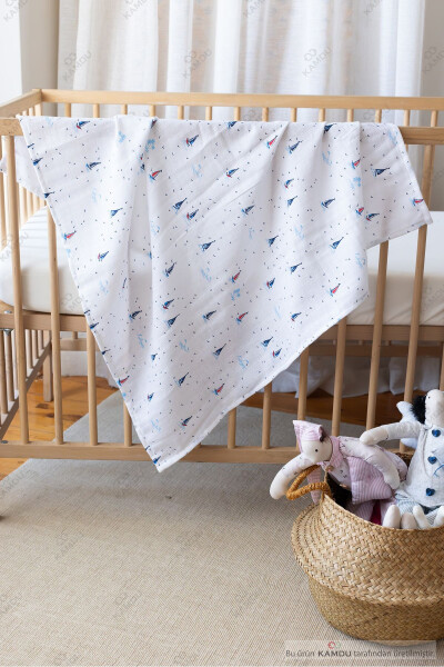 85 x 100 cm. 100% Cotton & Muslin Baby Blanket, Multi-Purpose Baby Swaddle, Crib Sheet - 1