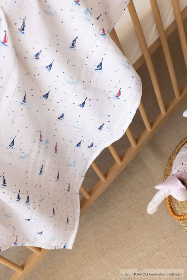 85 x 100 cm. 100% Cotton & Muslin Baby Blanket, Multi-Purpose Baby Swaddle, Crib Sheet - 3