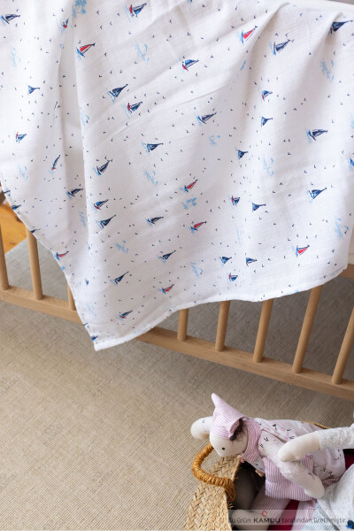 85 x 100 cm. 100% Cotton & Muslin Baby Blanket, Multi-Purpose Baby Swaddle, Crib Sheet - 4
