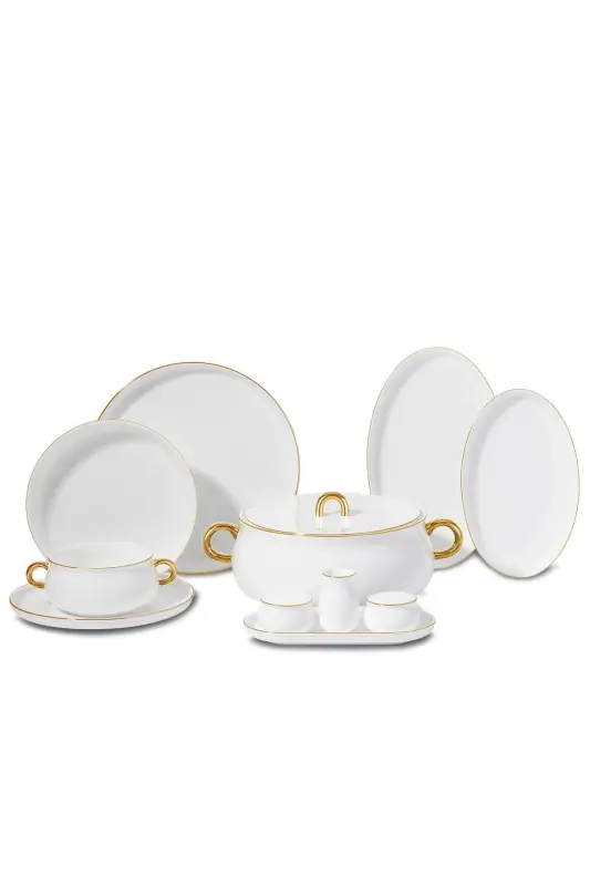 8547 Oshiyon Kolleksiyasi 12 kishilik 58 qismdan iborat idish-oyoq to'plami - rang-barang - KORKMAZ