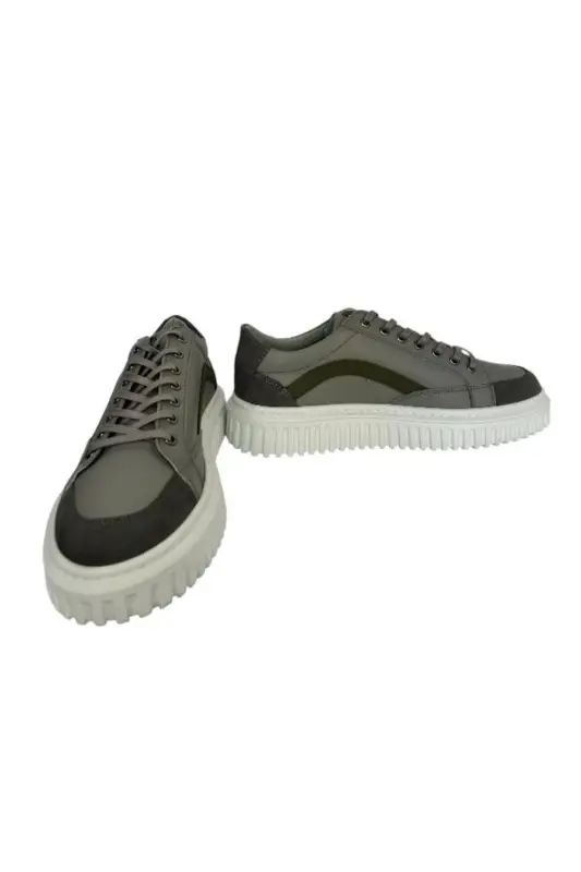 873 21071 ERKEK CASUAL AYAKKABI - GRİ DERİ NUBUK - 4