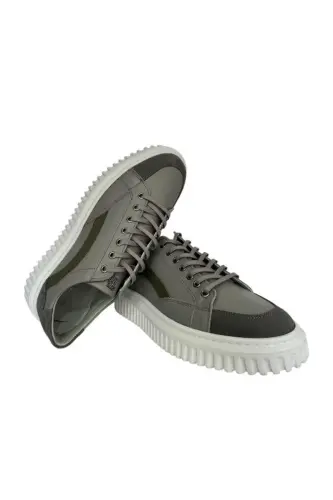 873 21071 ERKEK CASUAL AYAKKABI - GRİ DERİ NUBUK - 5