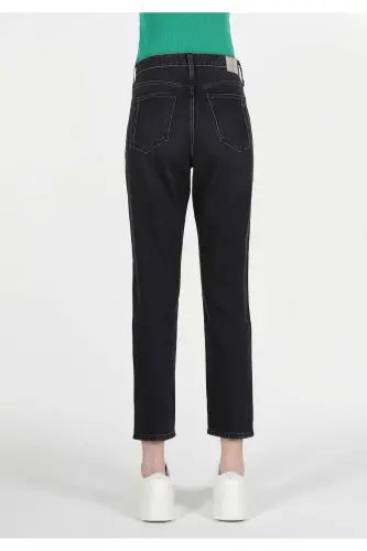 Slim Fit Orta Bel Daralan Paça Kadın Siyah Jean Pantolon - BLARY WASH - 2